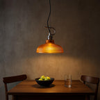 Modern Pendant Light with Ribbed Glass Shade