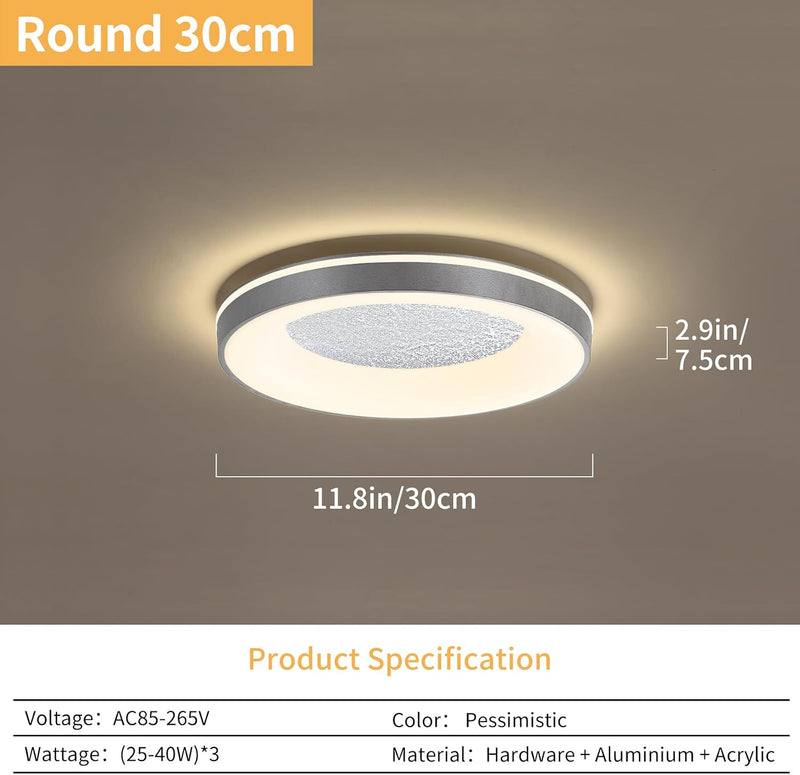 Modern Round Ceiling Light Dimmable 3000K 4500K