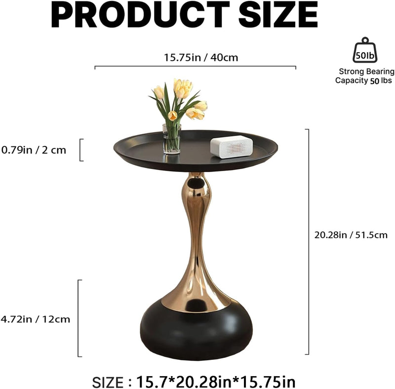 Modern Round Side Table with Pedestal Base Metal