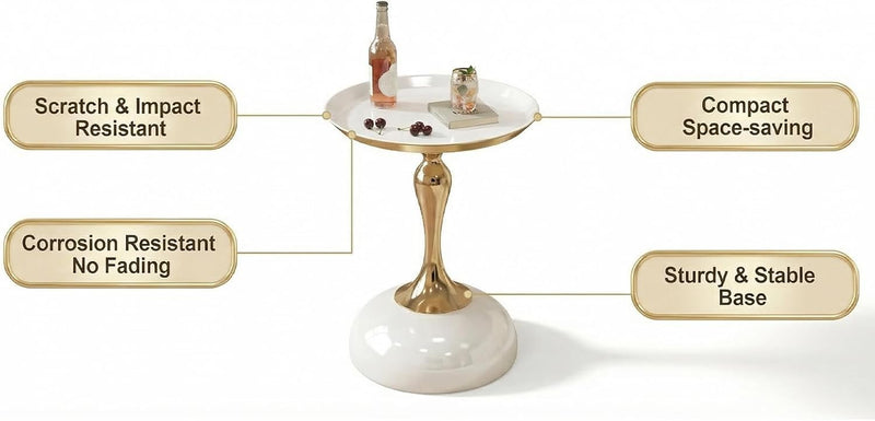 Modern Round Side Table with Pedestal Base Metal