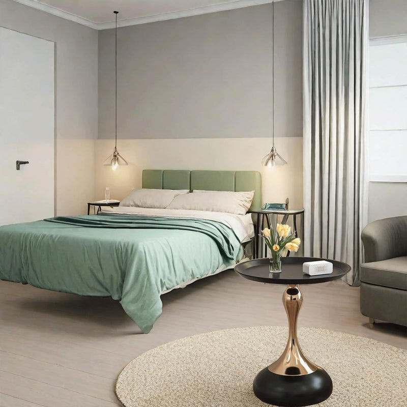 Modern Round Side Table with Pedestal Base Metal