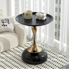 Modern Round Side Table with Pedestal Base Metal