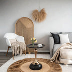 Modern Round Side Table with Pedestal Base Metal