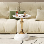 Modern Round Side Table with Pedestal Base Metal