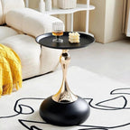 Modern Round Side Table with Pedestal Base Metal