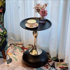 Modern Round Side Table with Pedestal Base Metal