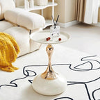 Modern Round Side Table with Pedestal Base Metal