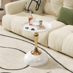 Modern Round Side Table with Pedestal Base Metal