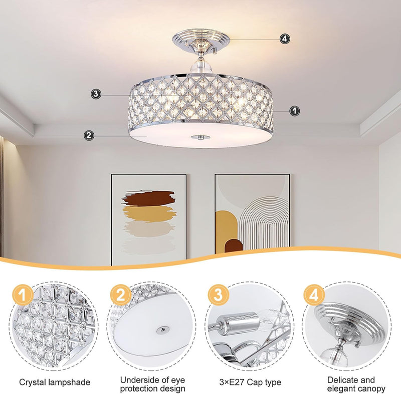 Modern Semi Flush Mount Ceiling Light 3 Lights