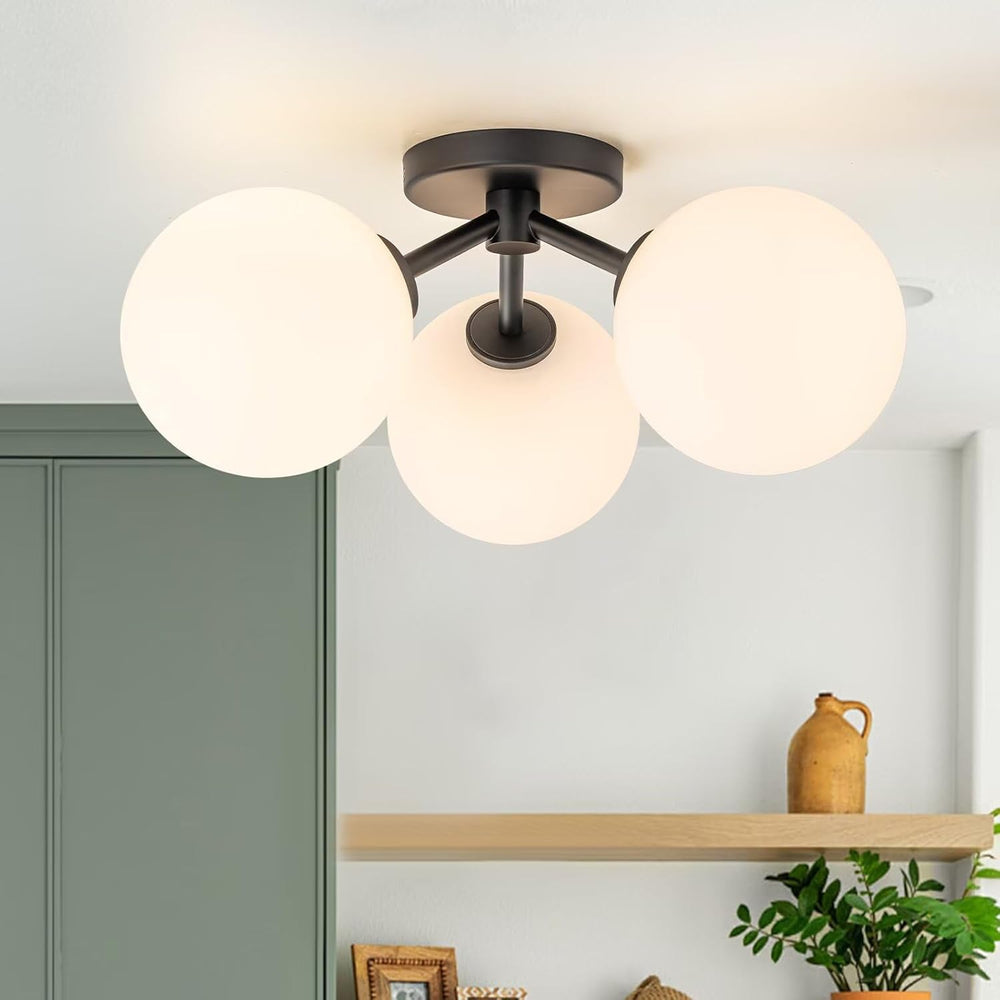Modern Semi Flush Mount Ceiling Light Fixture Glass