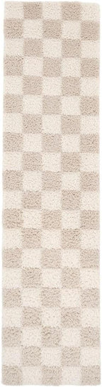 Modern Shaggy Rust Terracotta Retro Checker Design Soft