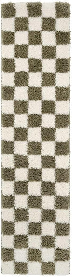 Modern Shaggy Rust Terracotta Retro Checker Design Soft