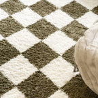 Modern Shaggy Rust Terracotta Retro Checker Design Soft