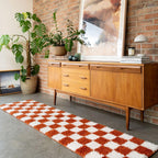 Modern Shaggy Rust Terracotta Retro Checker Design Soft
