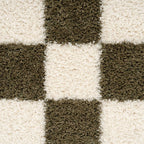 Modern Shaggy Rust Terracotta Retro Checker Design Soft