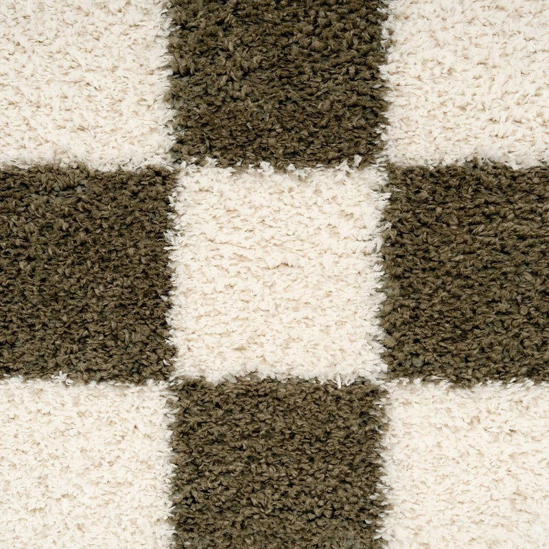 Modern Shaggy Rust Terracotta Retro Checker Design Soft
