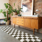 Modern Shaggy Rust Terracotta Retro Checker Design Soft