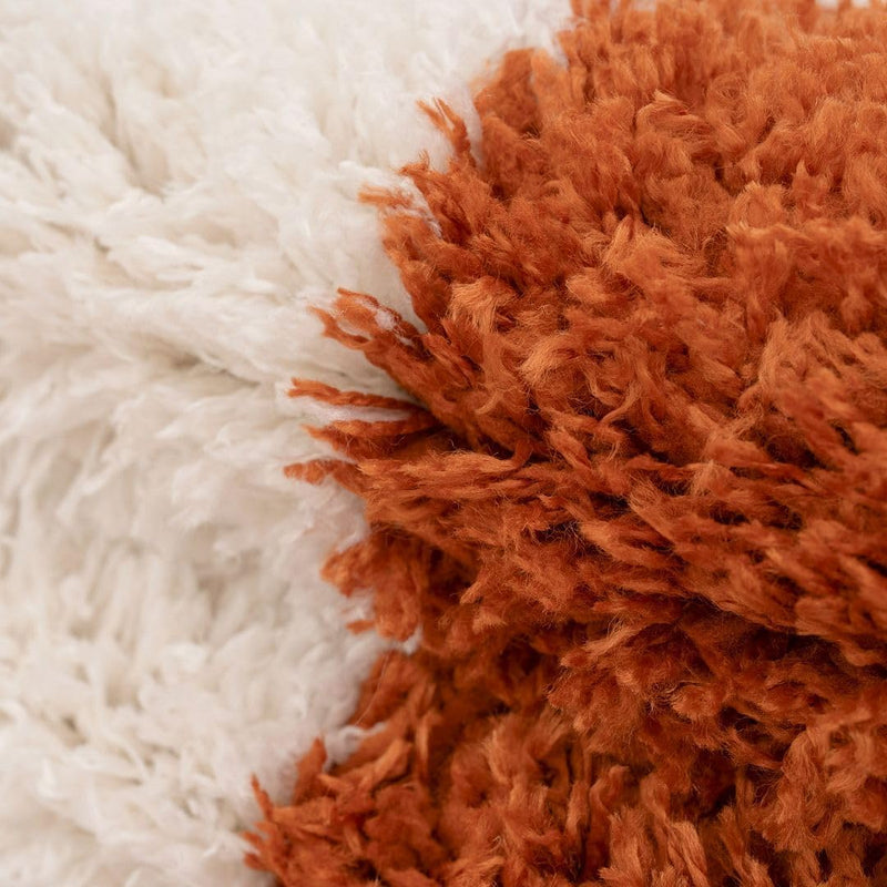 Modern Shaggy Rust Terracotta Retro Checker Design Soft