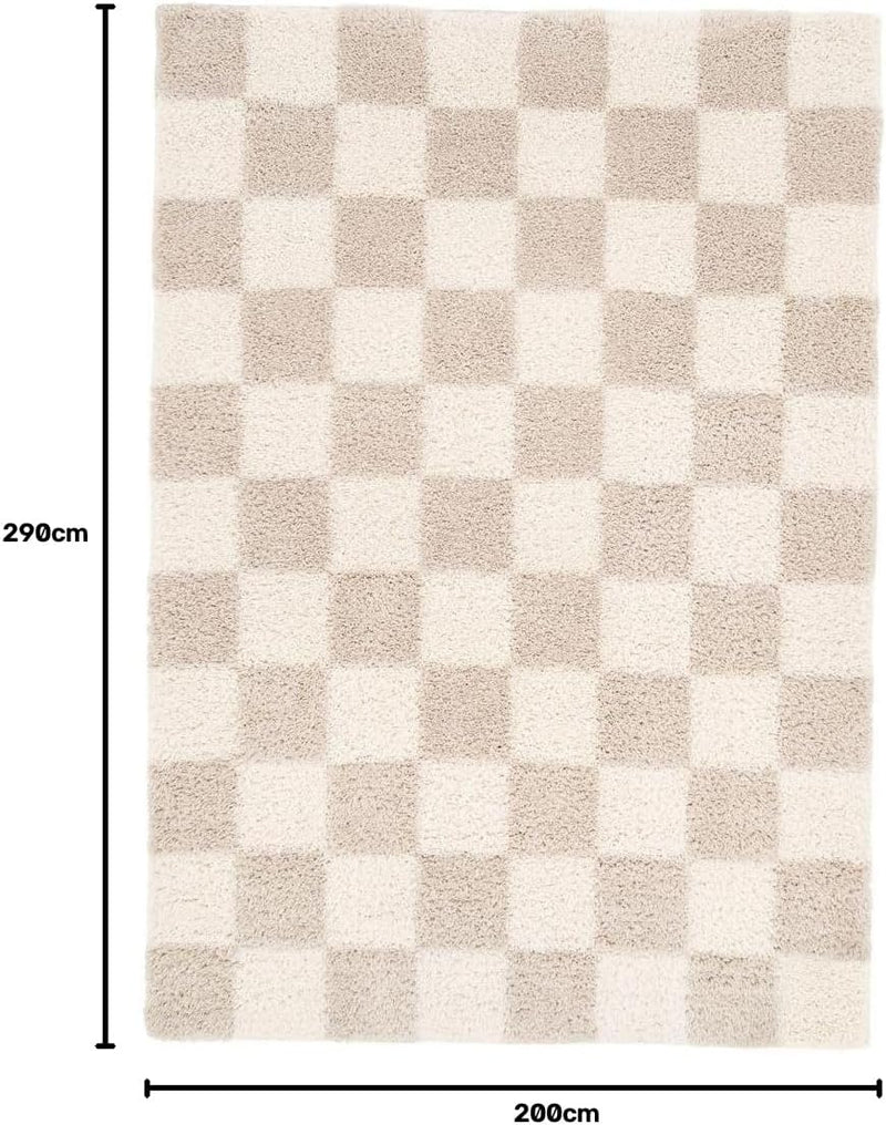 Modern Shaggy Rust Terracotta Retro Checker Design Soft