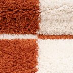 Modern Shaggy Rust Terracotta Retro Checker Design Soft