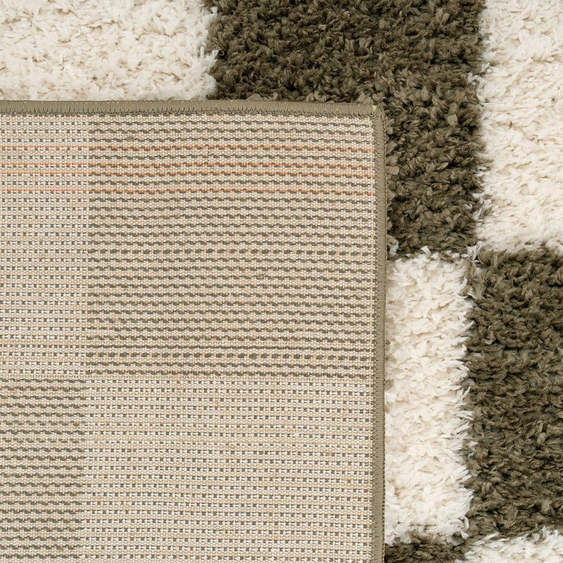 Modern Shaggy Rust Terracotta Retro Checker Design Soft