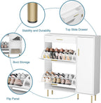 Modern Shoe Cabinet with 2 Flip Drawers Side