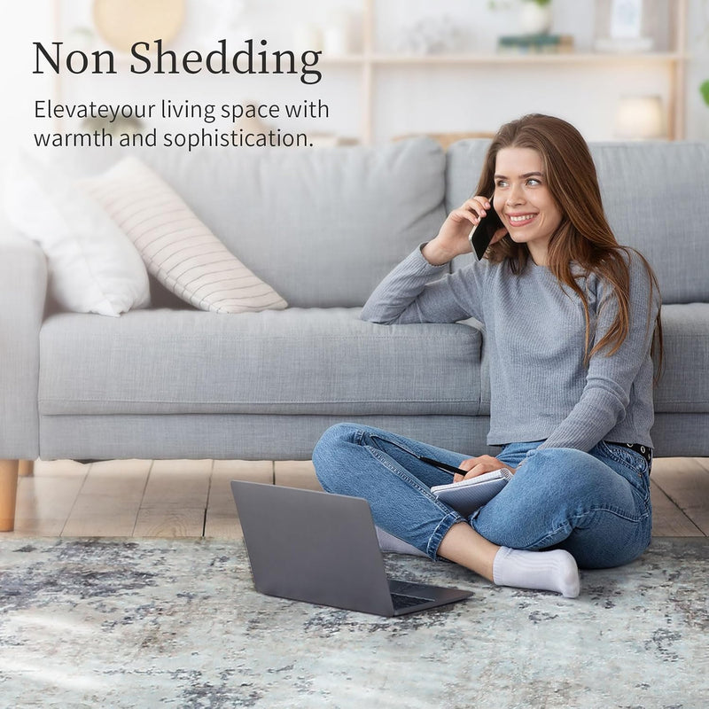 Modern Soft Area Rugs Abstract Distressed Living Room