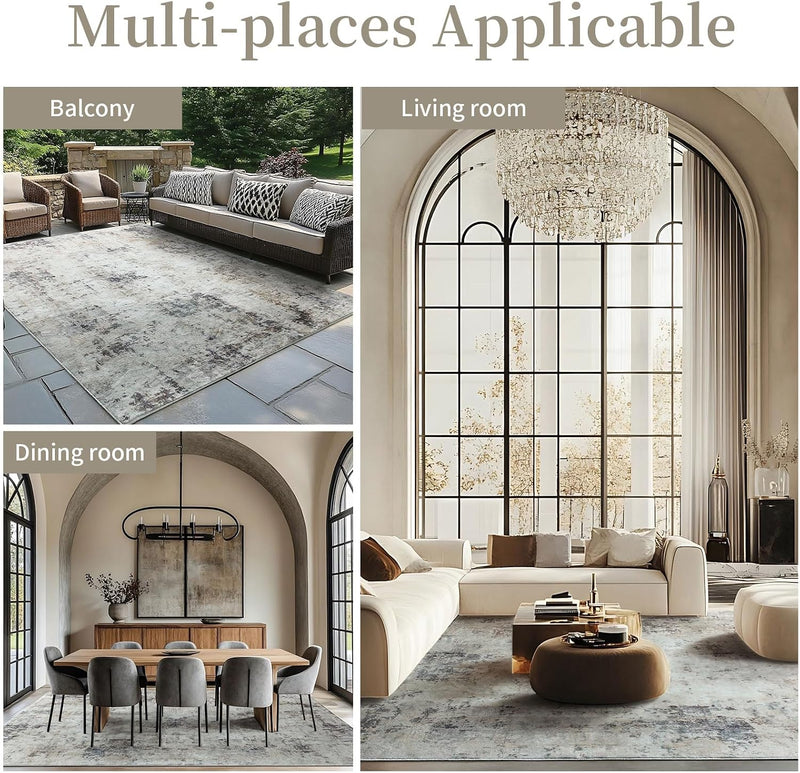 Modern Soft Area Rugs Abstract Distressed Living Room