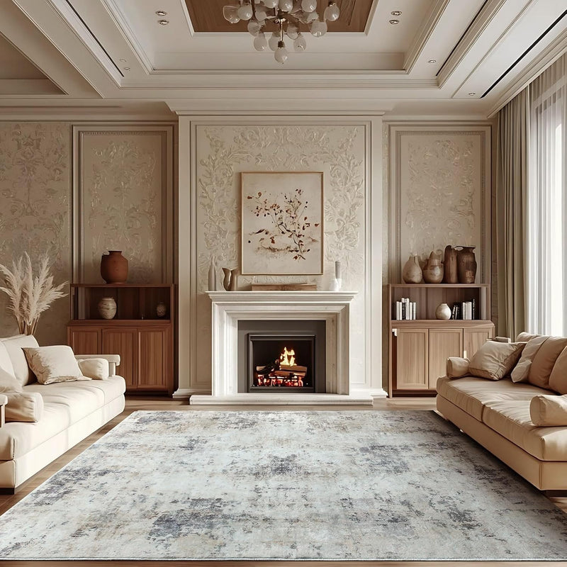 Modern Soft Area Rugs Abstract Distressed Living Room