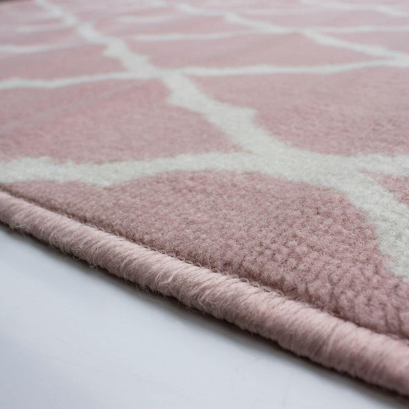 Modern Soft Blush Trellis Area Rug Transitional Diamond