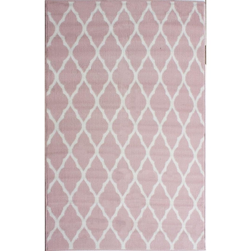 Modern Soft Blush Trellis Area Rug Transitional Diamond