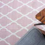 Modern Soft Blush Trellis Area Rug Transitional Diamond