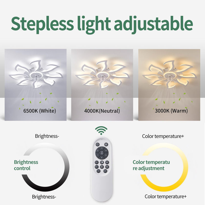 Modern Spiral Ceiling Fan with Light and Remote