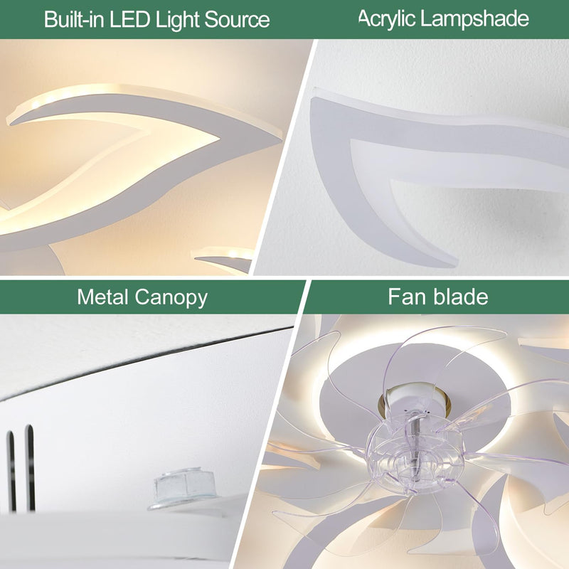Modern Spiral Ceiling Fan with Light and Remote