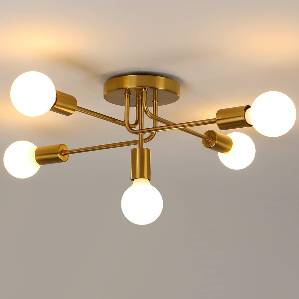 Modern Sputnik Chandelier Ceiling Light 5 Lights Golden