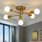 Modern Sputnik Chandelier Ceiling Light 5 Lights Golden