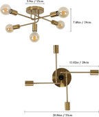 Modern Sputnik Chandelier Ceiling Light 5 Lights Golden