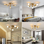 Modern Sputnik Chandelier Ceiling Light 5 Lights Golden