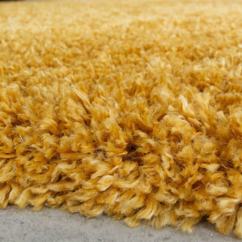 Modern Super Soft Mustard Shaggy Shag Runner Rug