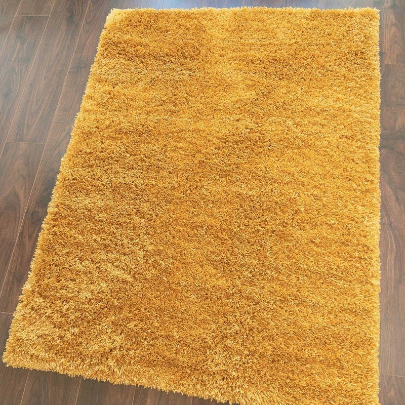 Modern Super Soft Mustard Shaggy Shag Runner Rug