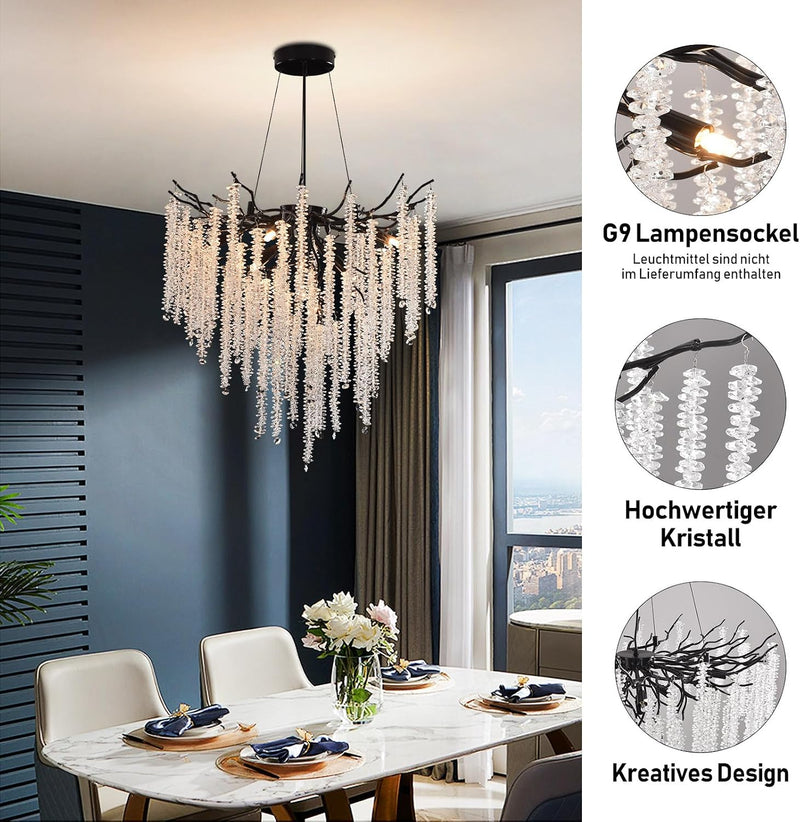 Modern Crystal Chandelier Lighting Round Chandeliers Lights G9