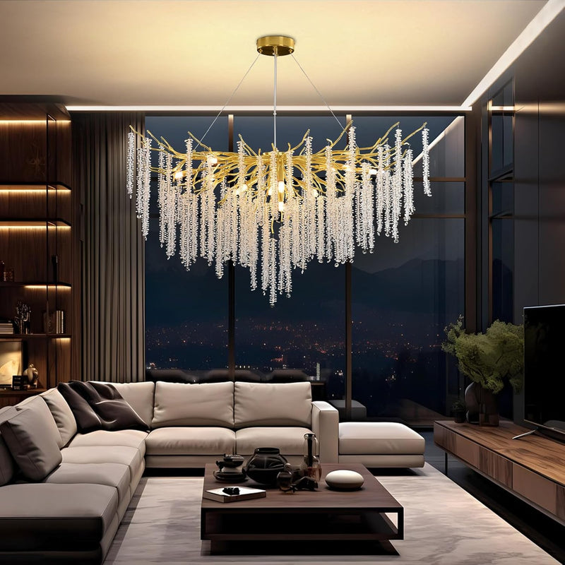 Modern Crystal Chandelier Lighting Round Chandeliers Lights G9