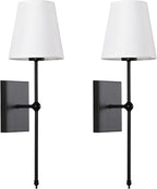 Modern Wall Light Fabric Shade Sconce Hardwired (Set of 2)