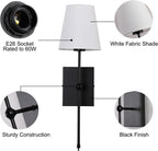 Modern Wall Light Fabric Shade Sconce Hardwired (Set of 2)