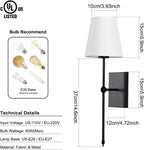 Modern Wall Light Fabric Shade Sconce Hardwired (Set of 2)