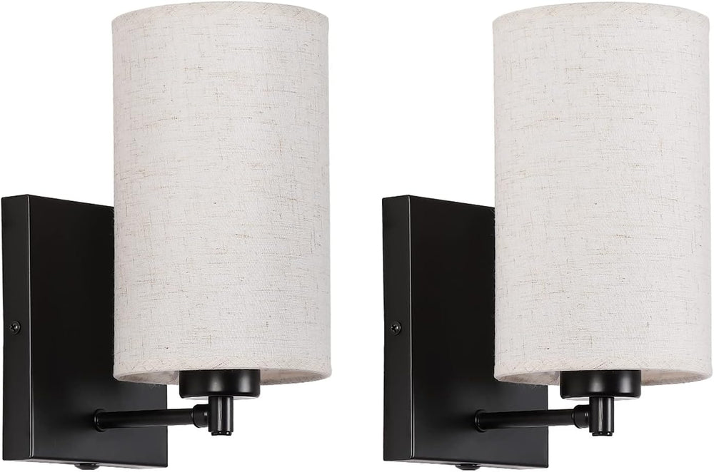 Modern Wall Light Fabric Shade Sconce Hardwired (Set of 2)