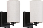 Modern Wall Light Fabric Shade Sconce Hardwired (Set of 2)