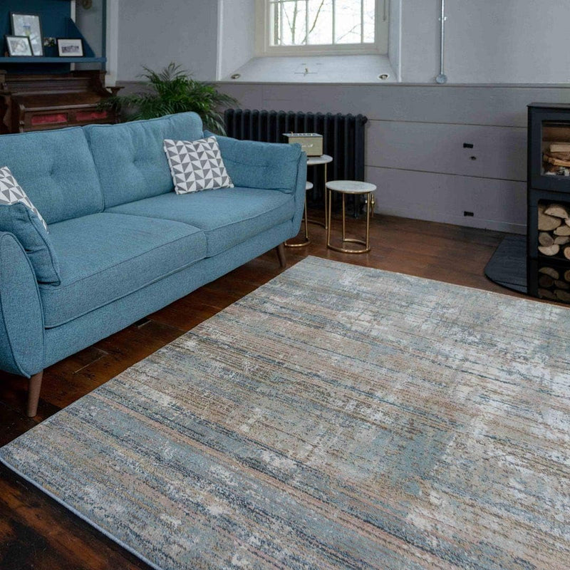 Modern Warm Striped Abstract Lounge Floor Rug Thick