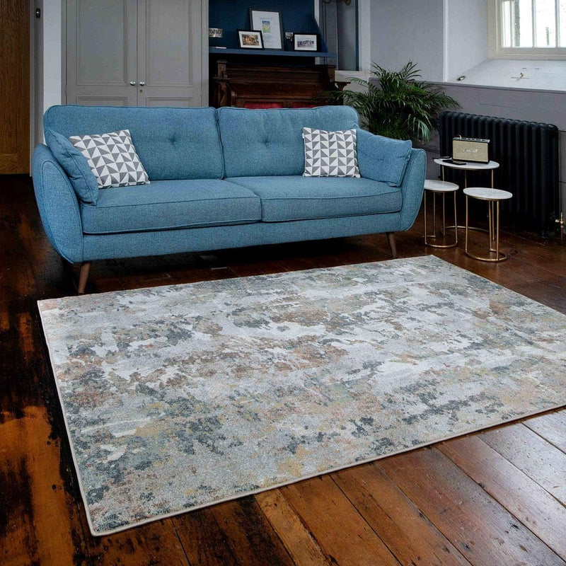 Modern Warm Striped Abstract Lounge Floor Rug Thick