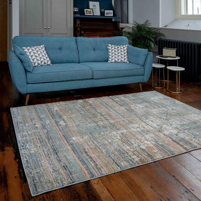 Modern Warm Striped Abstract Lounge Floor Rug Thick